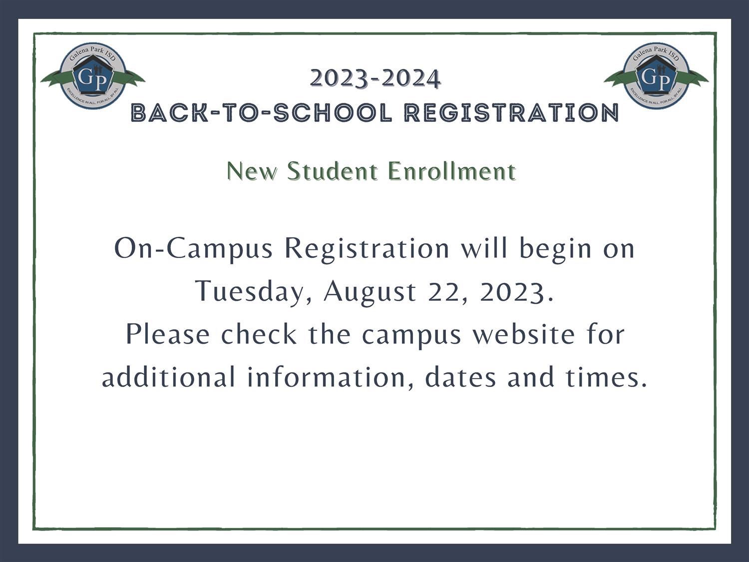 Back to School Registration